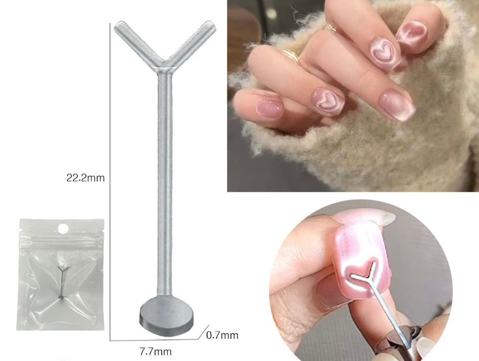 Y-Shape Magnet Tool for Cat Eye Nails – Heart Design Nail Art Magnet