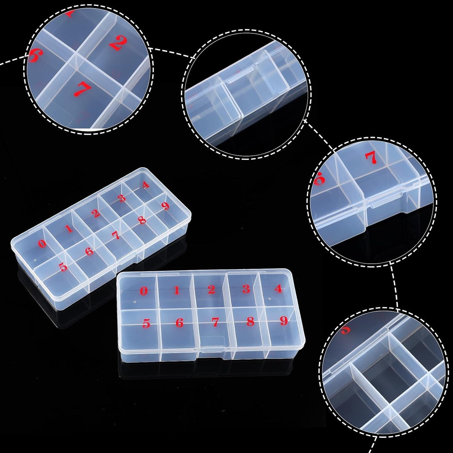 10-Slot Nail Tip Storage Box – Transparent Organizer for Press-On Nails & Nail Art Accessories