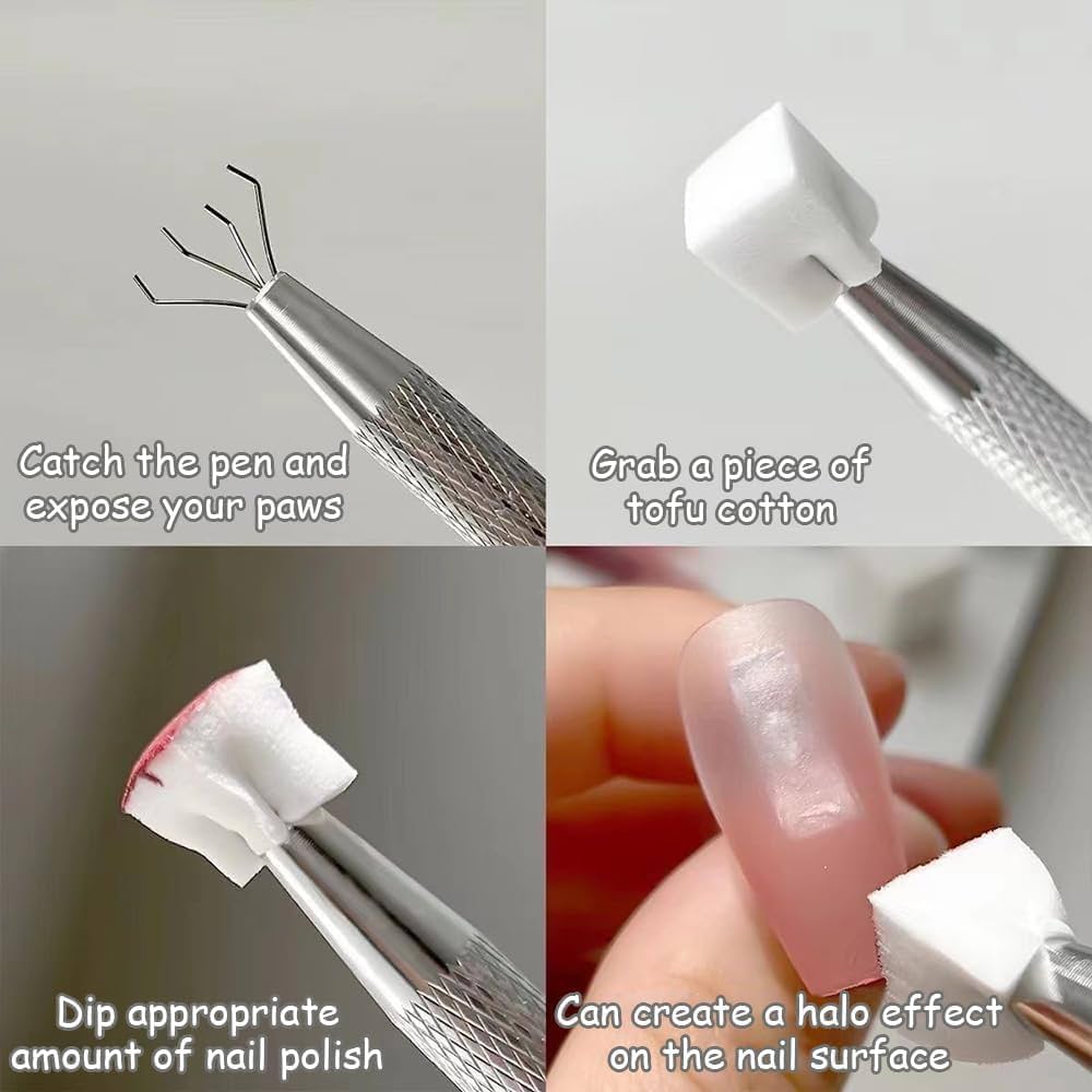 Nail Sponge 1 Metal Grabber with Mini Replaceable Nail Sponges Blocks in a box for Ombre Nail Art, Stamping Tools Nail Art Tools