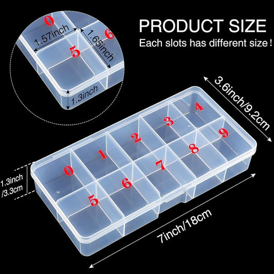10-Slot Nail Tip Storage Box – Transparent Organizer for Press-On Nails & Nail Art Accessories