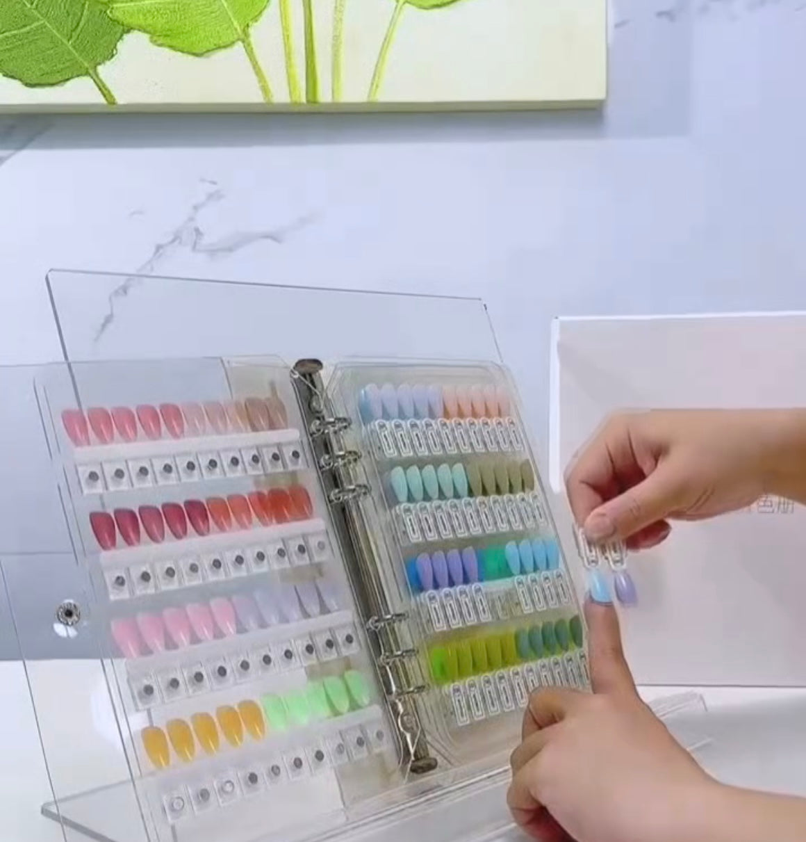 Nail Color Display Book – Portable Nail Polish Swatch Organizer with magnet (3 sheet with 60pcs nail swatches each)