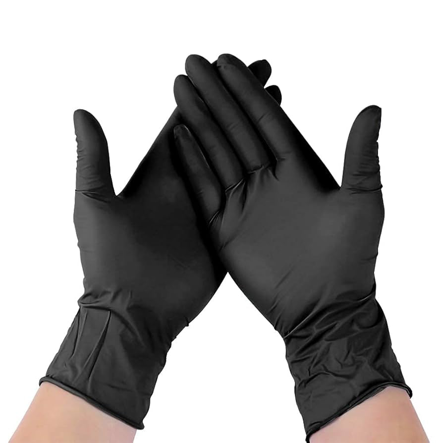 Black Nitrile Gloves – Medium, Powder-Free, Textured Fingertips, 100 Count