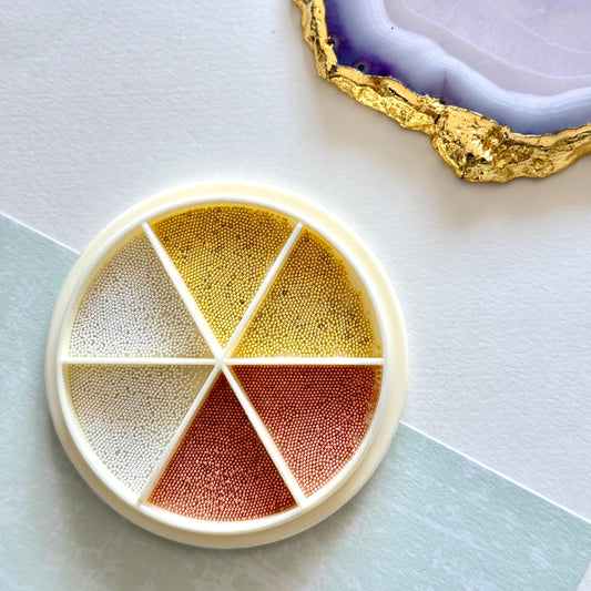 Metallic Caviar Beads Nail Art Wheel – 3-Color Micro Beads for Nail Designs