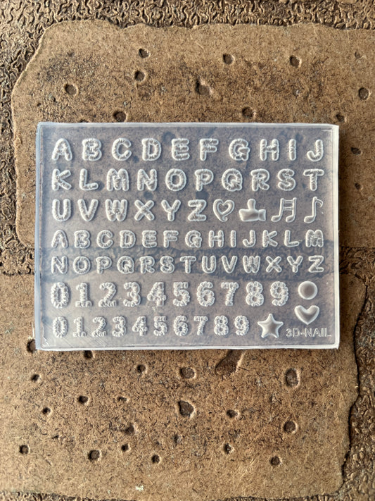 3D Alphabet & Number Nail Art Silicone Mold – Letter & Numeric Designs | Silicone Nail Art Mold #23