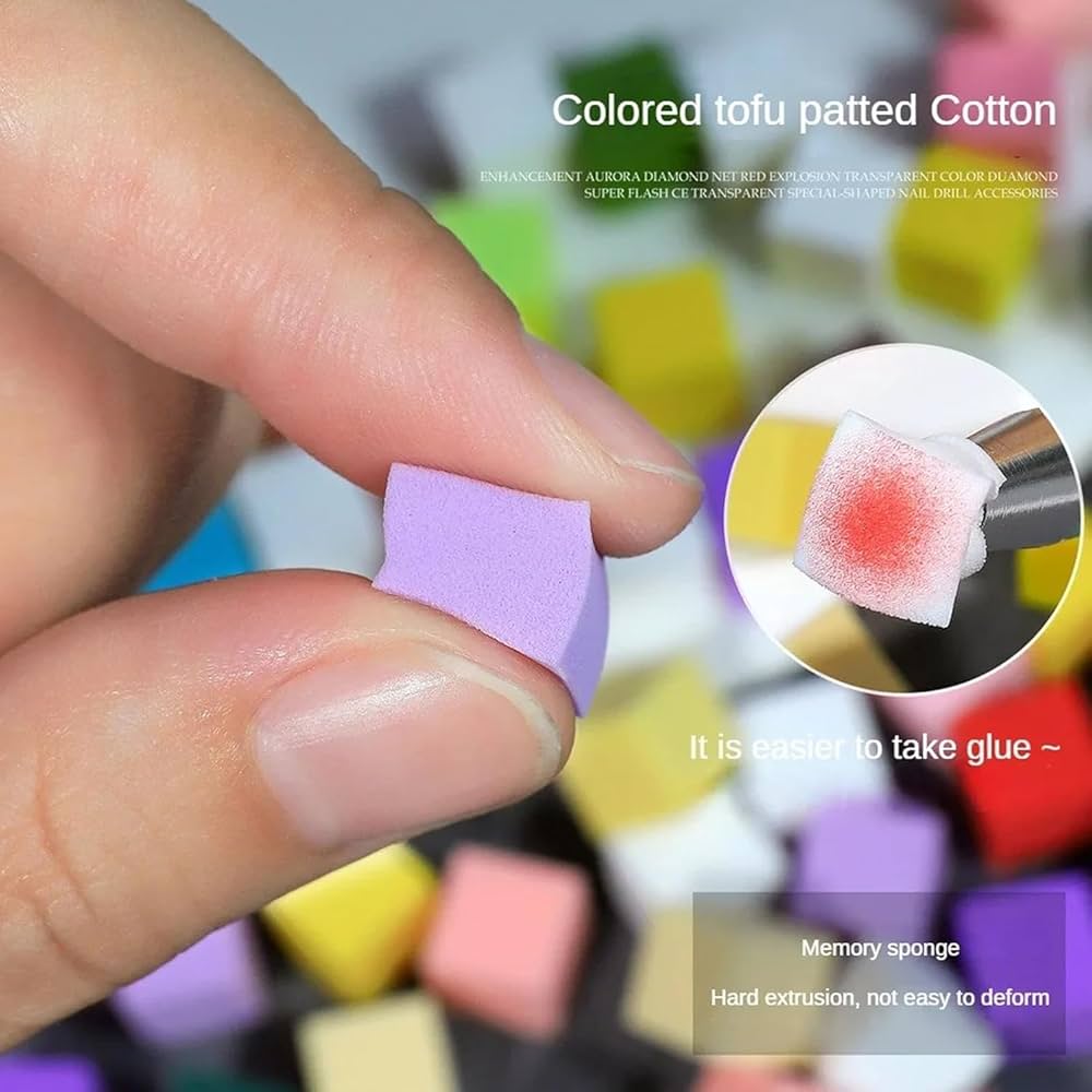 Nail Sponge 1 Metal Grabber with Mini Replaceable Nail Sponges Blocks in a box  for Ombre Nail Art, Stamping Tools Nail Art Tools