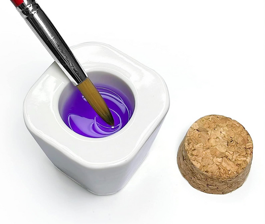 Ceramic dappen dish| Nail Solution Cup with Cork Stopper – Durable Brush Cleaner for Acrylic & Gel Nails
