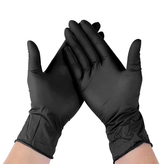 Black Nitrile Gloves – Medium, Powder-Free, Textured Fingertips, 100 Count