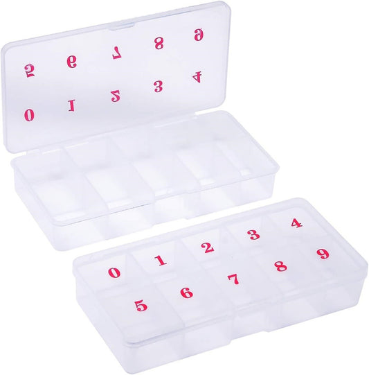 10-Slot Nail Tip Storage Box – Transparent Organizer for Press-On Nails & Nail Art Accessories