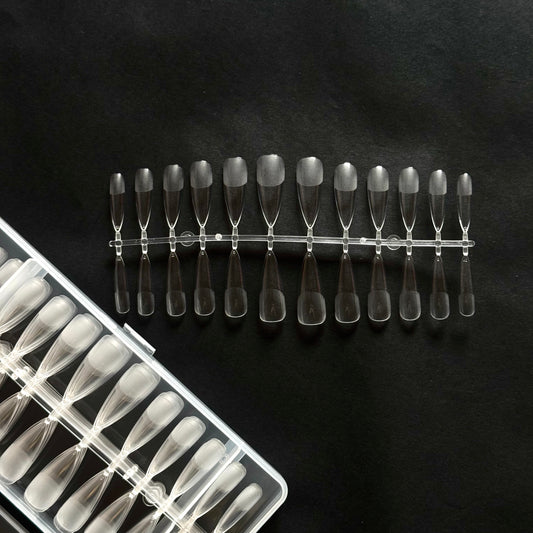 Long stiletto (clear and semi buffed within)