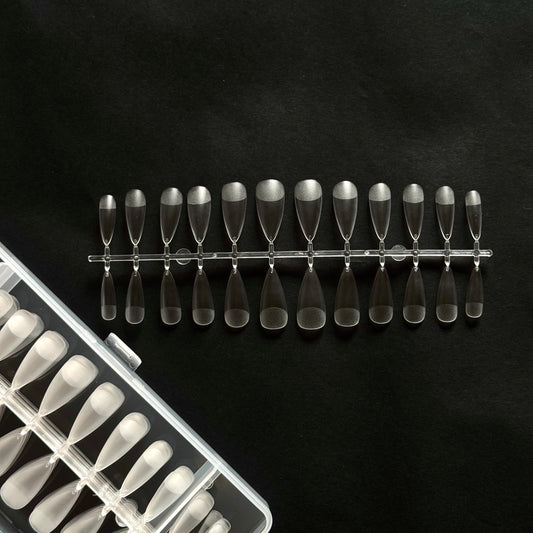 Long stiletto (clear and semi buffed within)